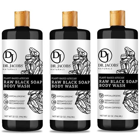 Dr Jacobs Naturals Authentic African Raw Black Soap Body Wash All In