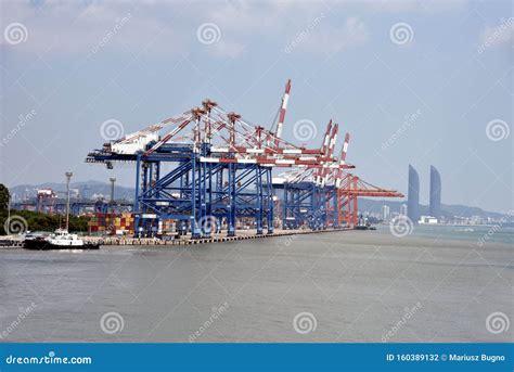 Weergave Op De Containerterminal En De Kranen In De Haven Van Xiamen