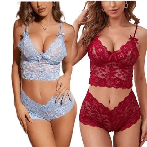 Buy Arnoni Women Babydoll Nightwear Lace Bra Panty Lingerie Set Women Babydoll Night Dress
