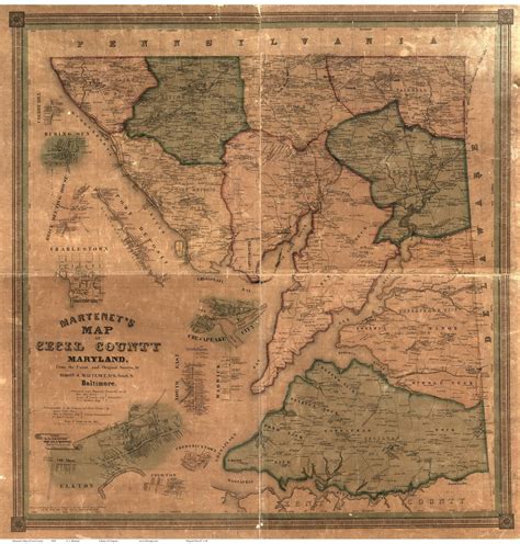 1858 Cecil Co MD Wall Map