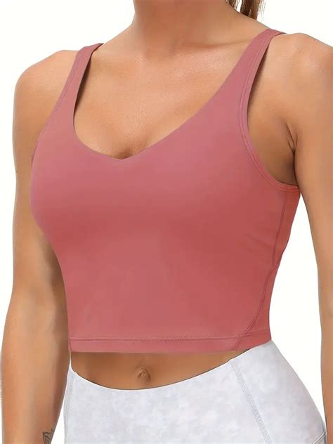 Solid Color Sporty Bra Shockproof Running Fitness Yoga Crop Temu Portugal