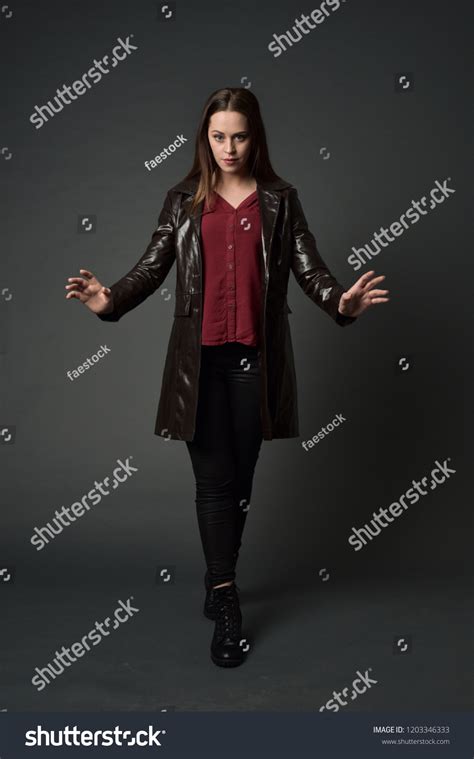 Full Length Portrait Brunette Girl Wearing Stock Photo Shutterstock