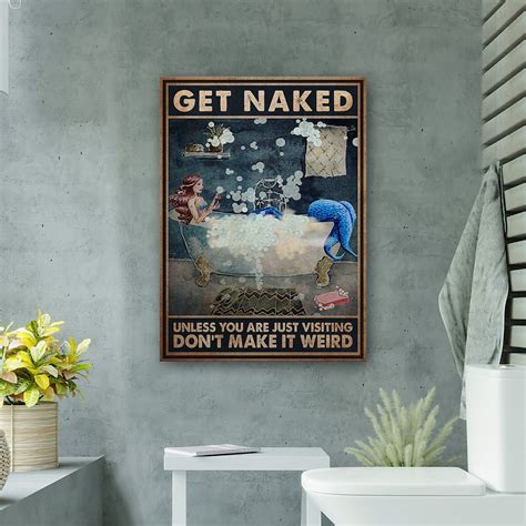 Trinx Blue Octopus Girl Get Naked Gallery Wrapped Canvas Bath And