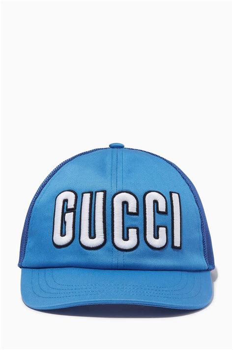 Buy Gucci Blue Gucci Embroidered Patch Baseball Hat In Cotton Drill
