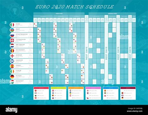 Programación De Partidos De 2020 Euros Con Banderas Campeonato De