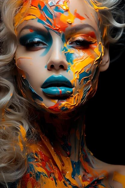 Premium AI Image Photo Of A Blonde Woman With Her Body Transformed Into A Living Canvas