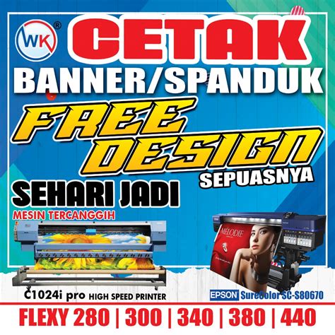 Jual Cetak Spanduk Banner Free Design Bahan Flexi 440gsm Design