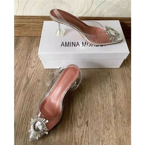 Jual Amina Muaddi AMS Heels 3 CM 4 CM 7 CM 9 CM Glass Heels 322