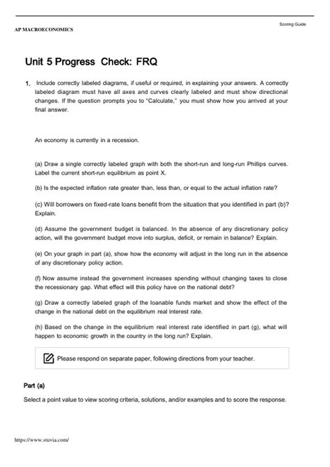 Ap Macroeconomics Scoring Guide Unit Progress Check Mcq Ged