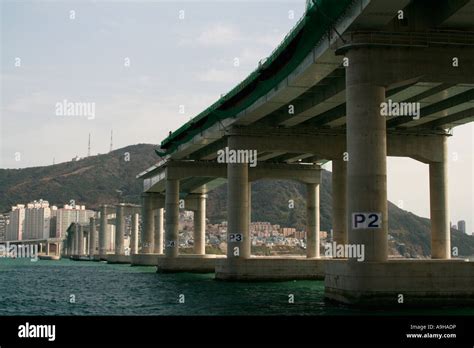 Bridge Construction At Busan Harbor South Korea Stock Photo Alamy