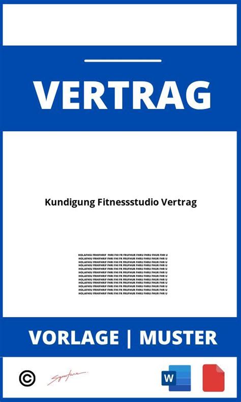 K Ndigung Fitnessstudio Vertrag Pdf Word Muster Vorlage