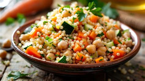 Close Up Of Moroccan Couscous Dish With Vegetables Stock Illustration