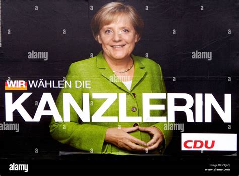 Wahlplakat der deutschen Partei CDU für Angela Merkel zur