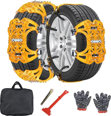 Barbella 6 Pack Upgraded Snow Chains For Car Emergency Anti Slip Tire