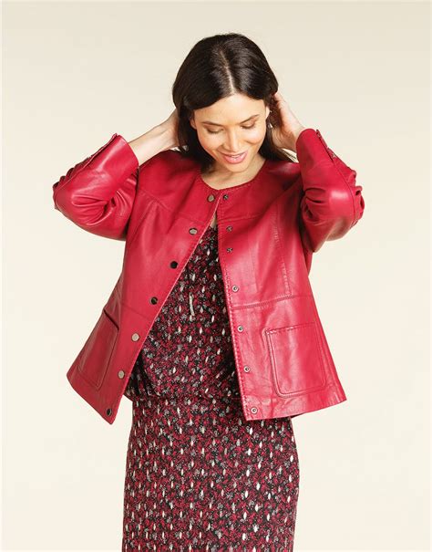 Veste Rouge Cuir Vestes Christine Laure