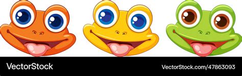 Set Of Happy Frog Face Cartoon Royalty Free Vector Image