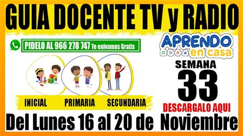 Aprendo en Casa SEMANA 33 GUÍA DOCENTE TV y RADIO Inicial Primaria y