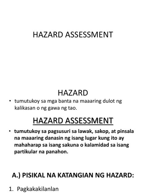 Ano Ang Kahulugan Ng Hazard Mapping Sa Tagalog