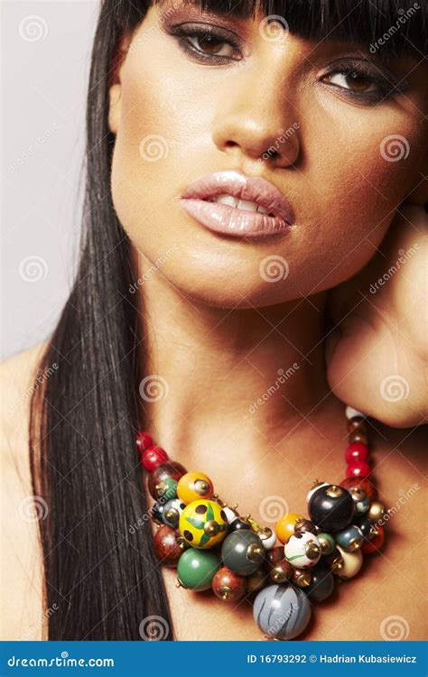 Beutiful Brunette With Necklace Stock Photo Image Of Beauty Facial
