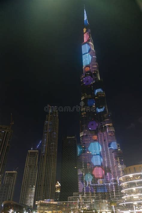 Dubai Exhibition Fountain Near Burj Khalifa Editorial Photography