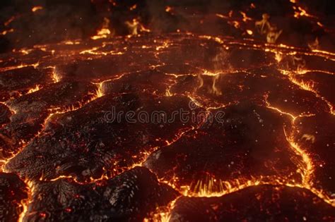 Hot Molten Lava Streaming Volcano Eruption Stream Hot Boiling Magma Venus Other Planet Surface