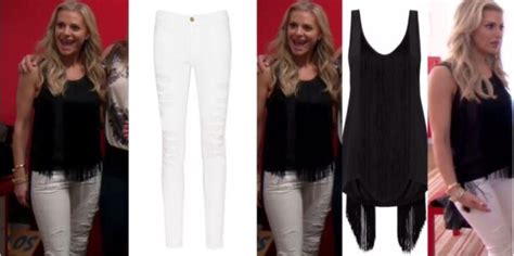 Dorit Kemsley S Black Fringe Tank Top White Ripped Jeans Big Blonde