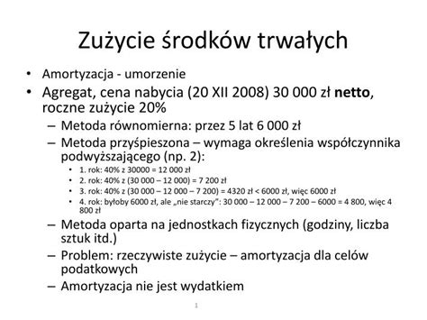 PPT Zużycie środków trwałych PowerPoint Presentation free download