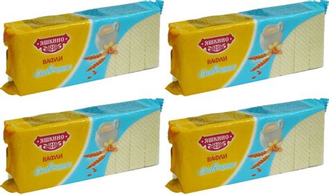 Вафли Яшкино сливочные, комплект: 4 упаковки по 300 г - купить с ...