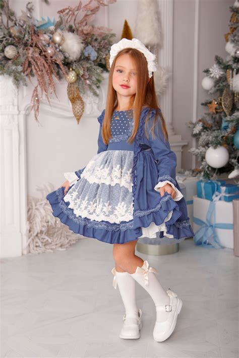 Пышное синее платье La Amapola в интернет магазине anjkids.ru