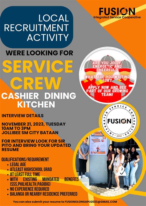 Service Crew Hiring for Jollibee SM City Bataan Bataan