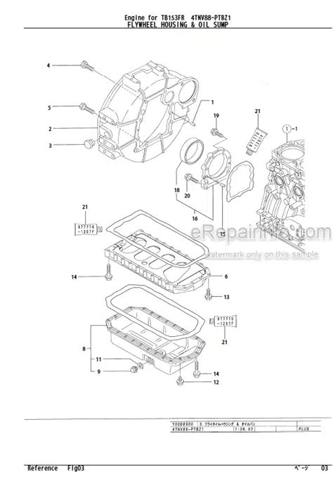 Yanmar 4TNV88 PTBZ1 Parts Catalog Engine For Takeuchi TB153FR Compact