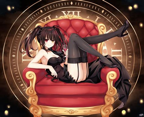 Lewdkuma Tokisaki Kurumi Date A Live Black Footwear Commission Highres 1girl Ass Bare
