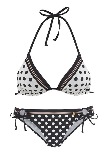 LASCANA Triangel Bikini Winnie Schwarz Creme Cup A B