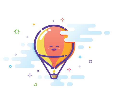 Cute Outline Illustration Of A Hot Air Balloon Vector Art At Vecteezy
