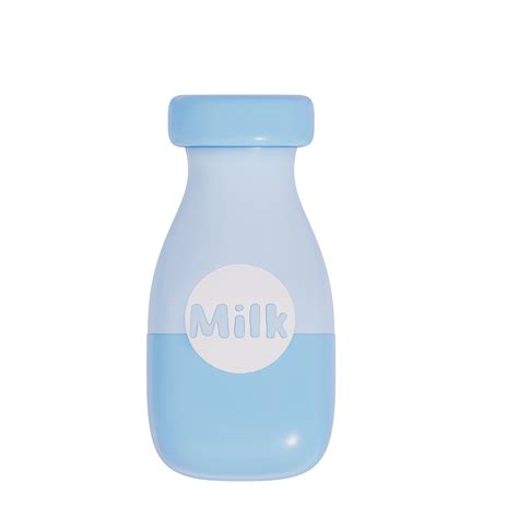 Groceries theme 3D milk product ,Fresh Milk bottle on a transparent ...