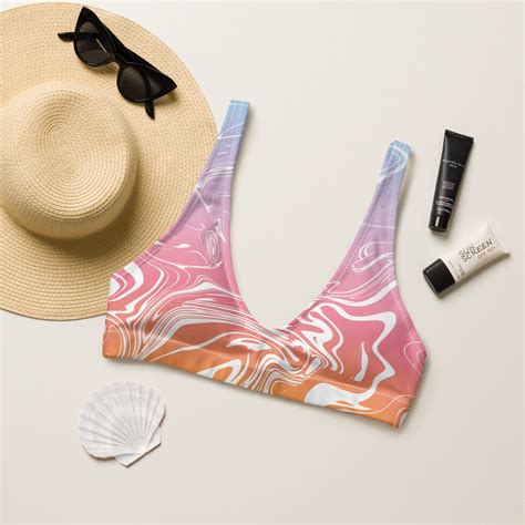 Pink Bikini Set Rainbow Bikini Colorful Swimwear Vacation Bathing Suit High Waisted Swimsuit