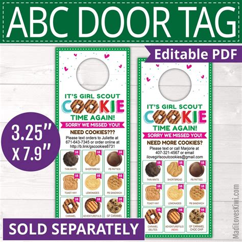 Abc Girl Scout Order Form Printable X Editable Price Etsy