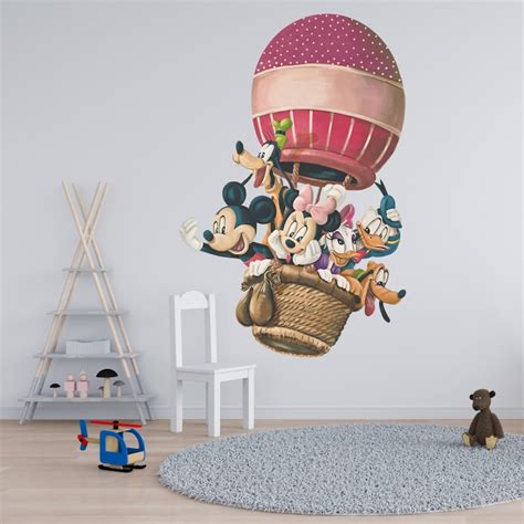 Mickey Mouse And Friends Minnie Mouse Donald Duck Daisy Goofy Pluto In Hot Air Balloon Wall