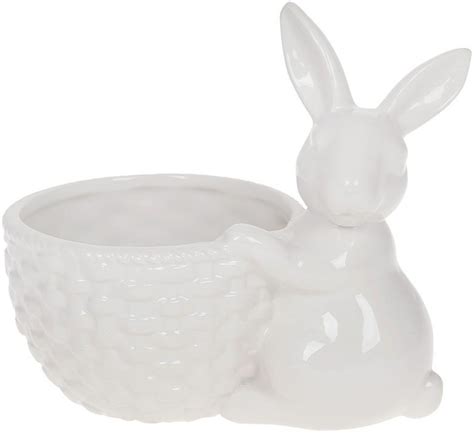 Декоративное кашпо Кролик с корзинкой 16х10.5х14см, белый (BD-733-389 ...
