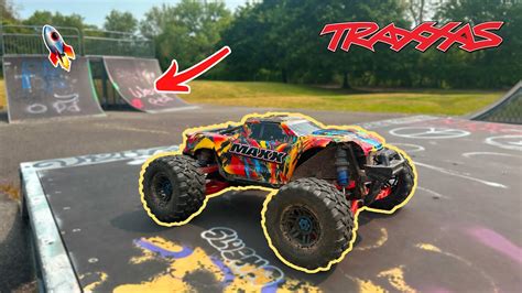 TRAXXAS MAXX LAUNCHES AT WORLDS BEST SKATEPARK RAMP - YouTube