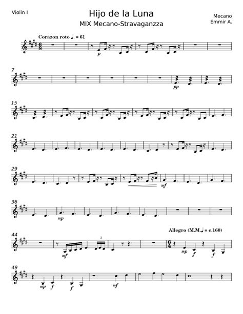 Hijo De La Luna Mecano Sheet Music For Violin Solo Musescore