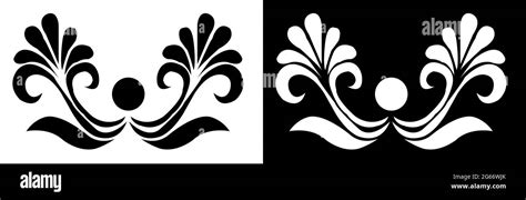 Indian Cultural Beautiful Alpona design concept of floral art isolated on black and white ...