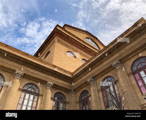 Italy Palermo April 11 2024 Massimo Theatre On Blue Sky Background