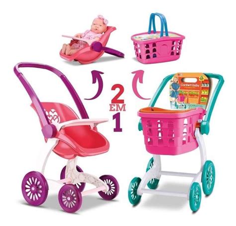 Carrinho De Boneca Bebê Infantil Confort Baby 2 Em 1 Passeio SHOPBR