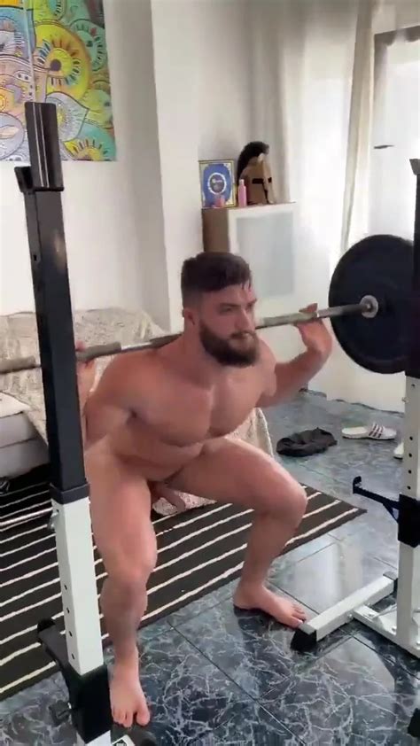 Booty Bearded College Guy Does Naked Squats ThisVid