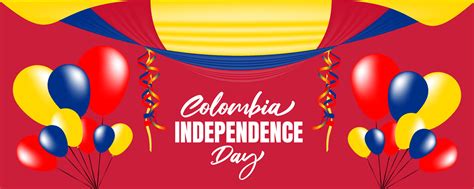 Día De La Independencia De Colombia Con Bandera De Colombia Ondeando Y