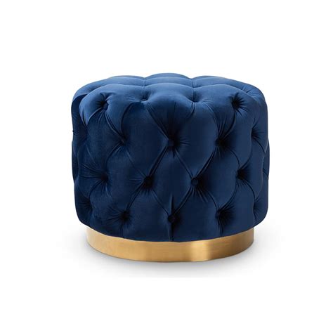 Baxton Studio Valeria Glam Royal Blue Velvet Fabric Upholstered Gold