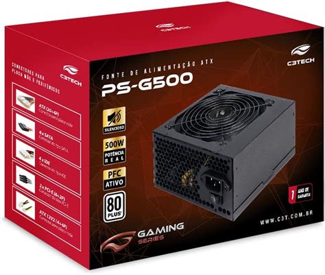 Fonte Alimentação Game Atx 500w C3tech Ps G500b 80 Bronze