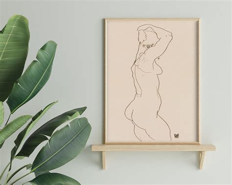 Poster Wall Art Naked Woman Backview Standing Nude Facing Etsy