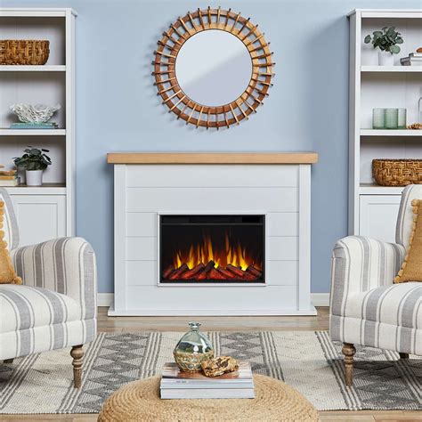 Modern White Electric Fireplace